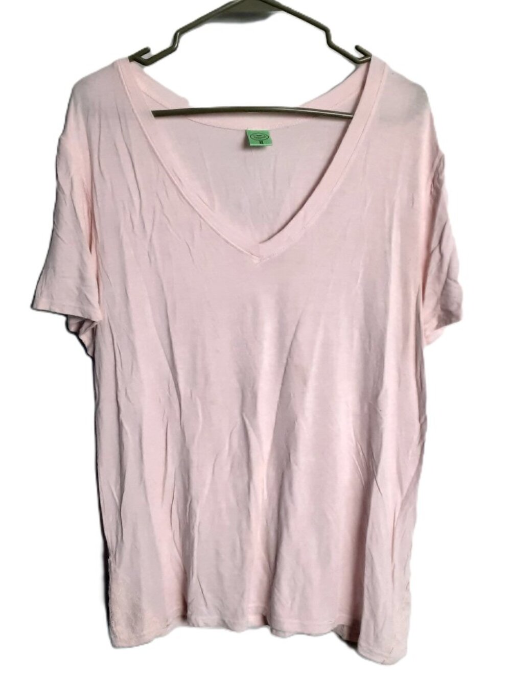 Honey Dew T-Shirt Size XL Light Pink Pullover V-Neck Short Sleeve Rayon Blend